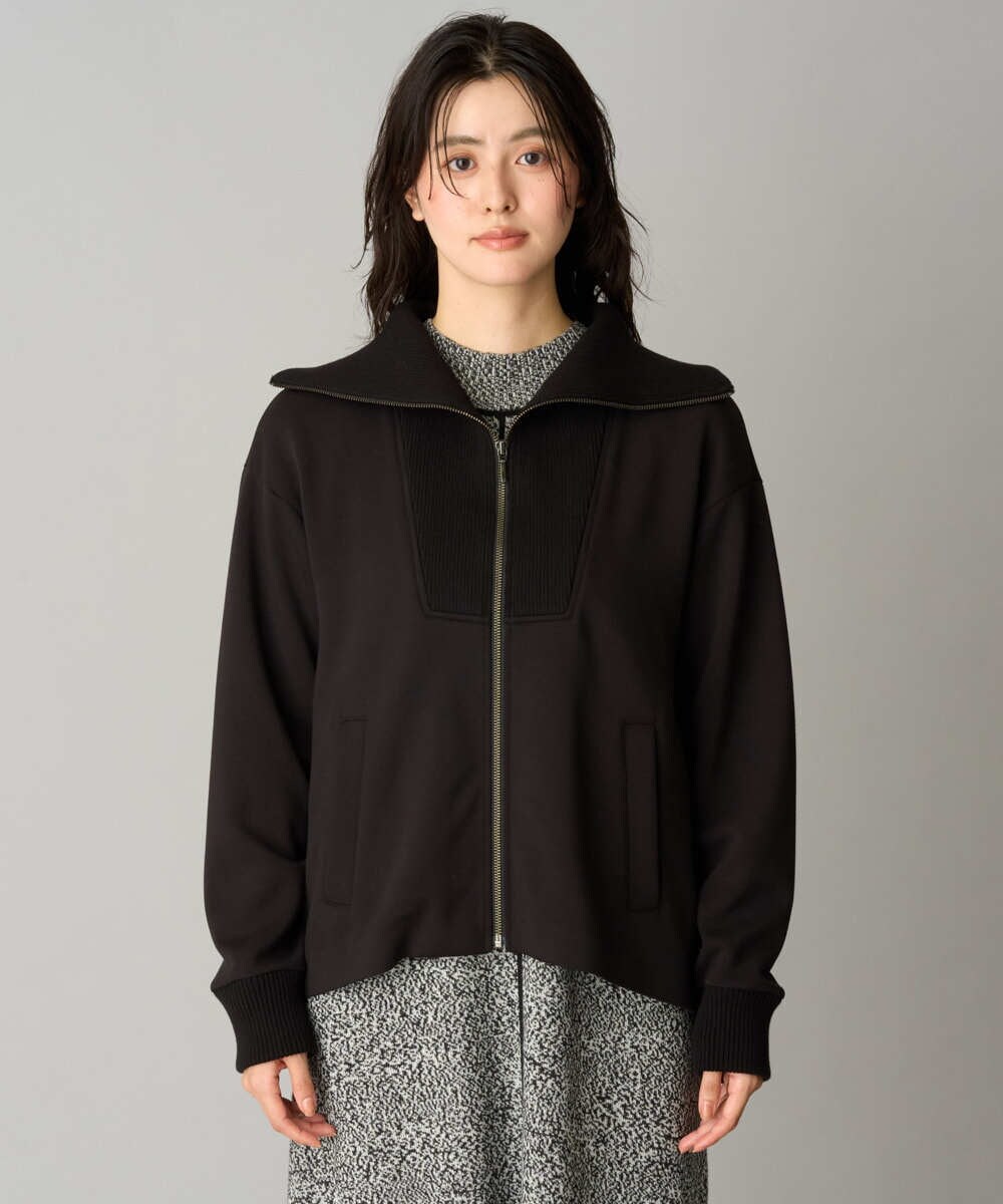 PHTAG11340 GEORGES RECH(小さいサイズ)(メゾン ドゥ サンク) ストレッチダンボールジップアップブルゾン ブラック