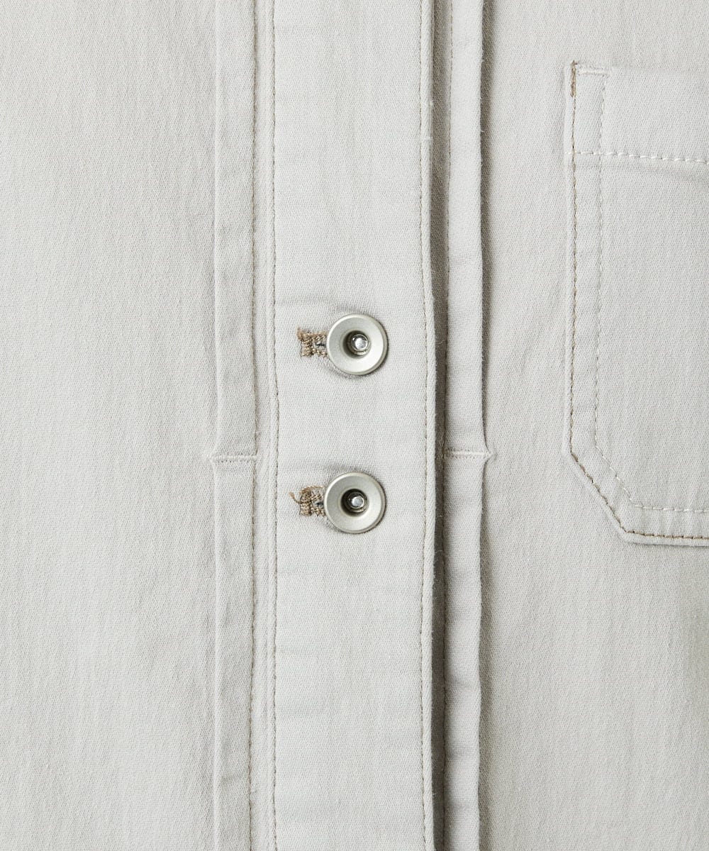 PHTEE01360 GEORGES RECH(小さいサイズ)(メゾン ドゥ サンク)  [セットアップ対応]ノーカラージャジーデニムジャケット ライトグレー