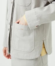 PHTEE01360 GEORGES RECH(小さいサイズ)(メゾン ドゥ サンク)  [セットアップ対応]ノーカラージャジーデニムジャケット ライトグレー