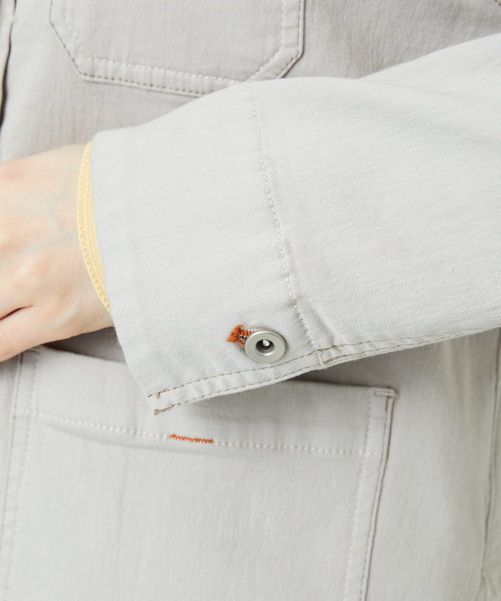 PHTEE01360 GEORGES RECH(小さいサイズ)(メゾン ドゥ サンク)  [セットアップ対応]ノーカラージャジーデニムジャケット ライトグレー