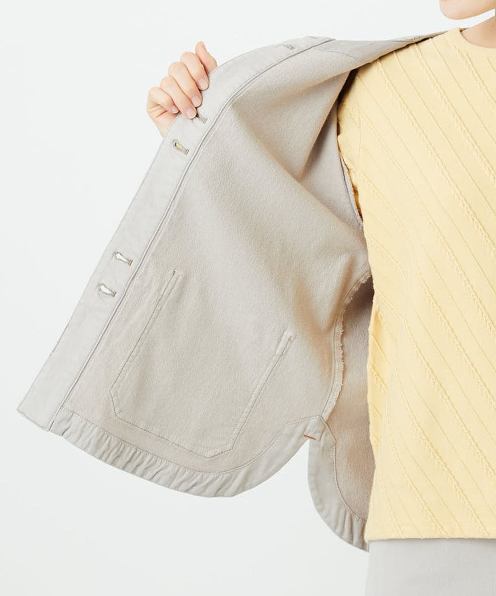 PHTEE01360 GEORGES RECH(小さいサイズ)(メゾン ドゥ サンク) スウェットデニムジャケット ライトグレー