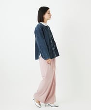 PHTEE01360 GEORGES RECH(小さいサイズ)(メゾン ドゥ サンク)  [セットアップ対応]ノーカラージャジーデニムジャケット ライトグレー