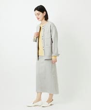 PHTEE01360 GEORGES RECH(小さいサイズ)(メゾン ドゥ サンク)  [セットアップ対応]ノーカラージャジーデニムジャケット ライトグレー