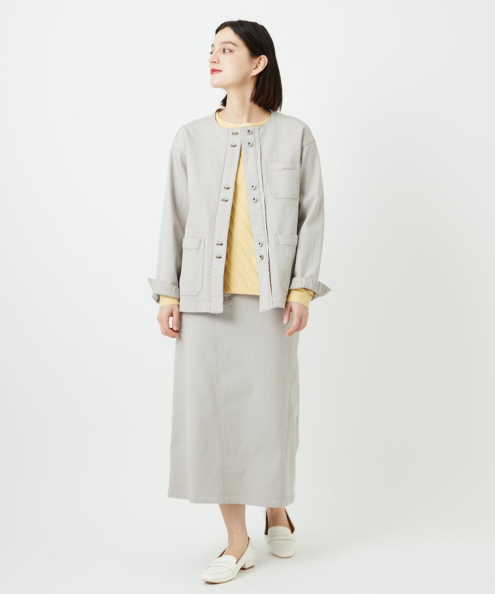 PHTEE01360 GEORGES RECH(小さいサイズ)(メゾン ドゥ サンク) スウェットデニムジャケット ライトグレー