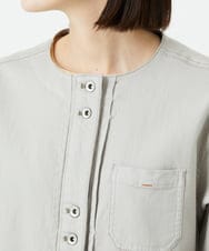 PHTEE01360 GEORGES RECH(小さいサイズ)(メゾン ドゥ サンク)  [セットアップ対応]ノーカラージャジーデニムジャケット ライトグレー