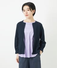 PHTGA32330 GEORGES RECH(小さいサイズ)(メゾン ドゥ サンク) ジャージーノーカラーショートブルゾン ネイビー
