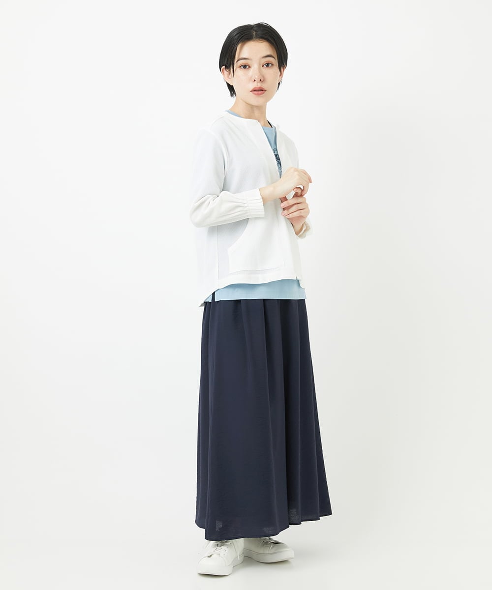 PHTGA32330 GEORGES RECH(小さいサイズ)(メゾン ドゥ サンク) ジャージーノーカラーショートブルゾン ホワイト