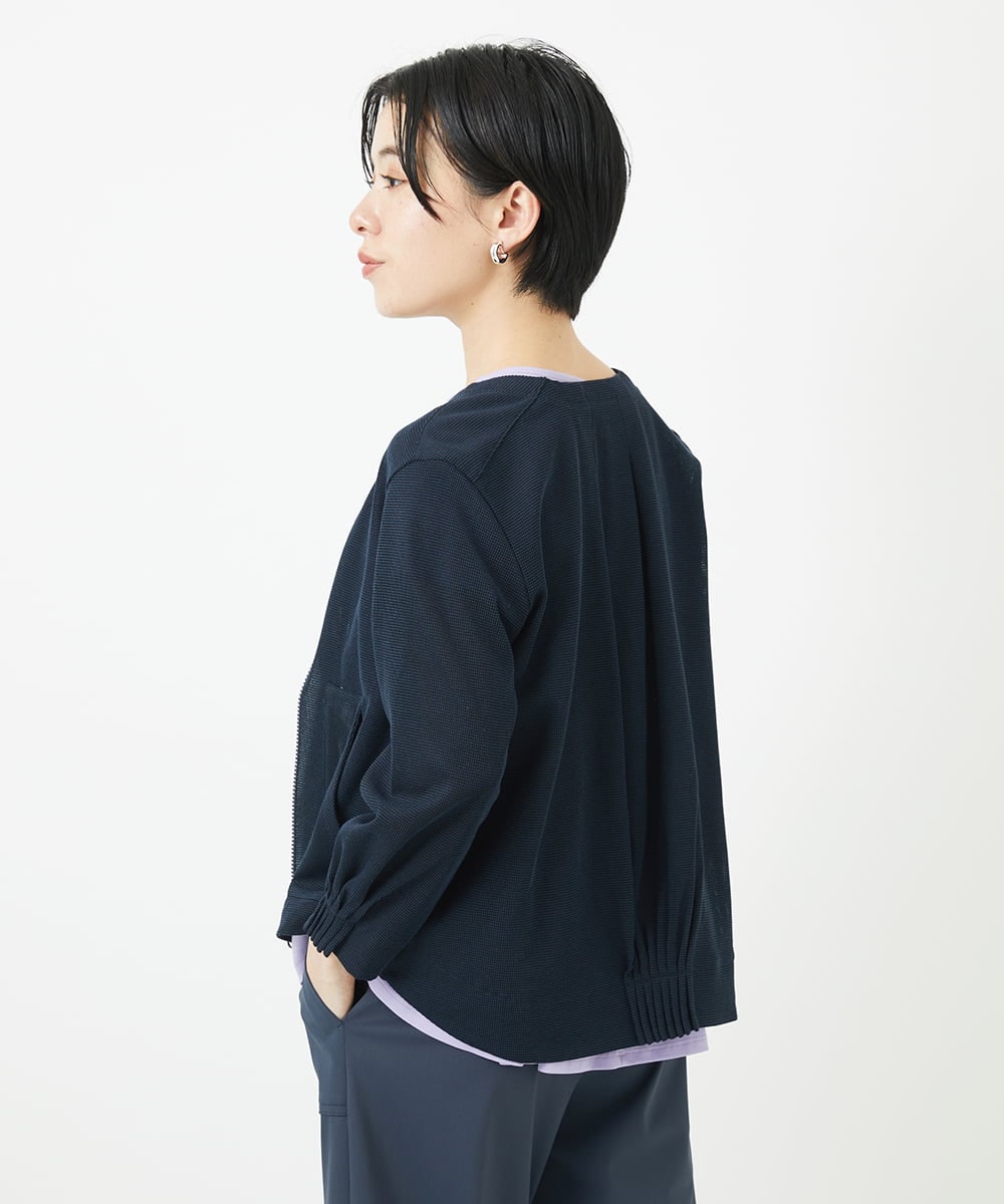 PHTGA32330 GEORGES RECH(小さいサイズ)(メゾン ドゥ サンク) ジャージーノーカラーショートブルゾン ホワイト