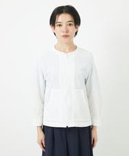 PHTGA32330 GEORGES RECH(小さいサイズ)(メゾン ドゥ サンク) ジャージーノーカラーショートブルゾン ホワイト
