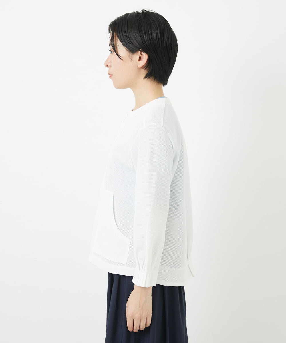 PHTGA32330 GEORGES RECH(小さいサイズ)(メゾン ドゥ サンク) ジャージーノーカラーショートブルゾン ホワイト