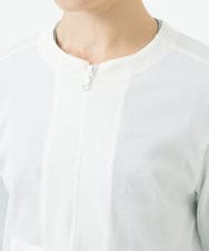 PHTGA32330 GEORGES RECH(小さいサイズ)(メゾン ドゥ サンク) ジャージーノーカラーショートブルゾン ホワイト
