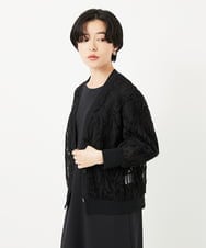 PHTGA46270 GEORGES RECH(小さいサイズ)(メゾン ドゥ サンク) ナイロンチュールテープ刺繍カーディガン ホワイト