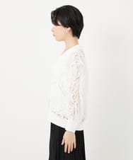 PHTGA46270 GEORGES RECH(小さいサイズ)(メゾン ドゥ サンク) ナイロンチュールテープ刺繍カーディガン ホワイト