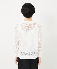 PHTGA46270 GEORGES RECH(小さいサイズ)(メゾン ドゥ サンク) ナイロンチュールテープ刺繍カーディガン ホワイト