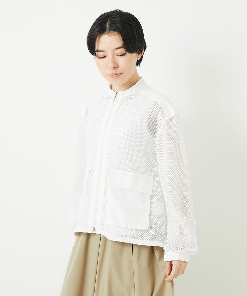 PHTGB44360 GEORGES RECH(小さいサイズ)(メゾン ドゥ サンク) ダイヤチュールネットシアーブルゾン ホワイト