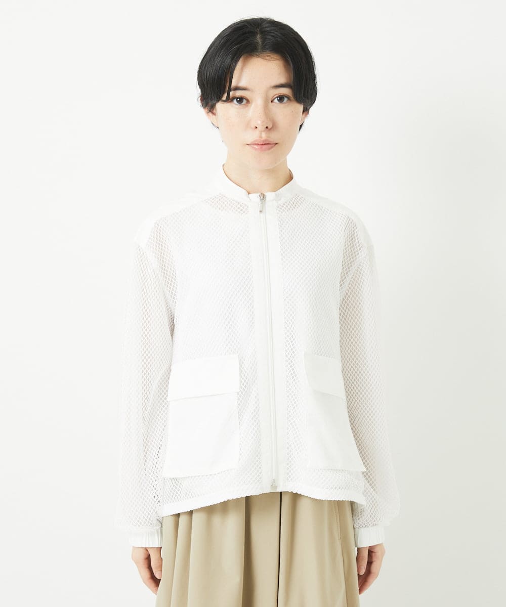 PHTGB44360 GEORGES RECH(小さいサイズ)(メゾン ドゥ サンク) ダイヤチュールネットシアーブルゾン ホワイト