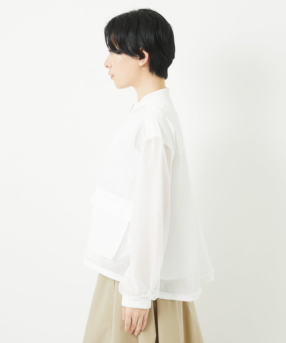 PHTGB44360 GEORGES RECH(小さいサイズ)(メゾン ドゥ サンク) ダイヤチュールネットシアーブルゾン ホワイト