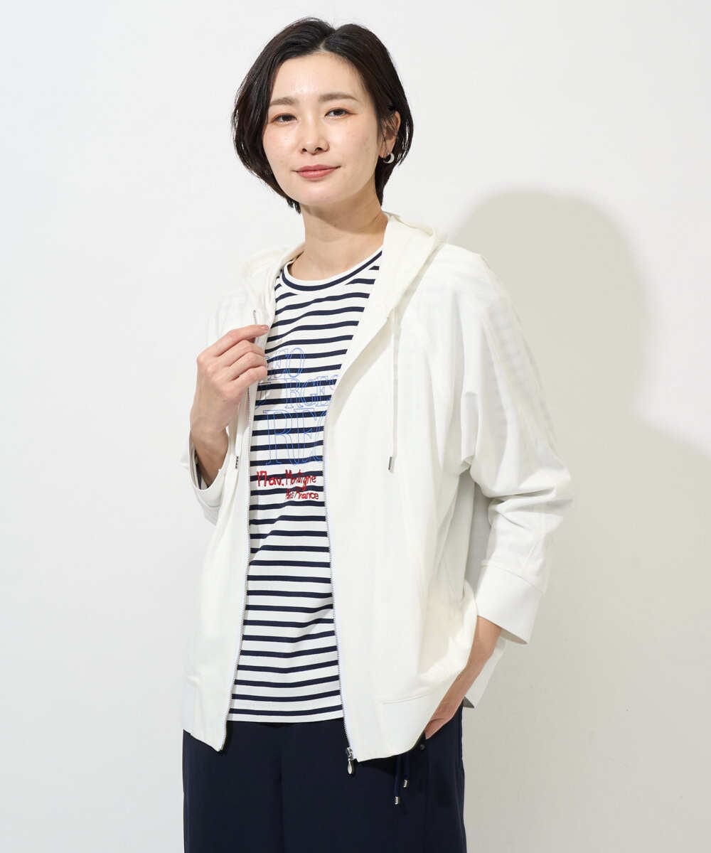 PHTGD06290 GEORGES RECH(小さいサイズ)(メゾン ドゥ サンク) ラグランスリーブ8分袖パーカー ホワイト