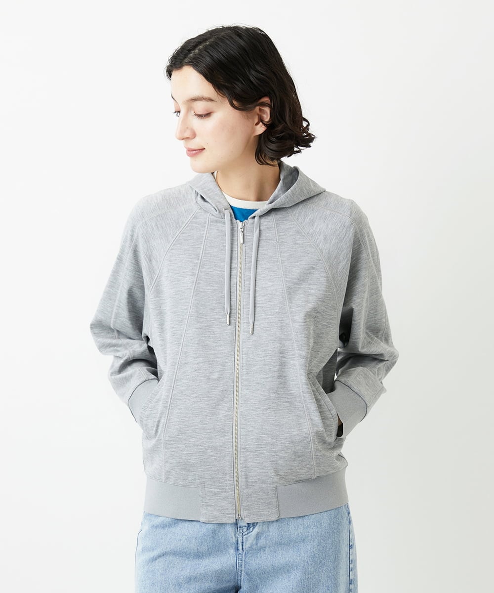 PHTGD06290 GEORGES RECH(小さいサイズ)(メゾン ドゥ サンク) ラグランスリーブ8分袖パーカー ライトグレー