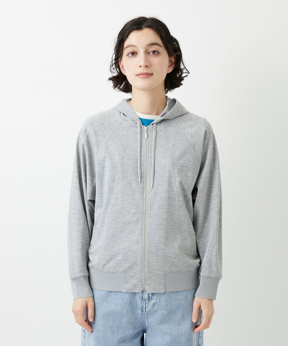 PHTGD06290 GEORGES RECH(小さいサイズ)(メゾン ドゥ サンク) ラグランスリーブ8分袖パーカー ライトグレー