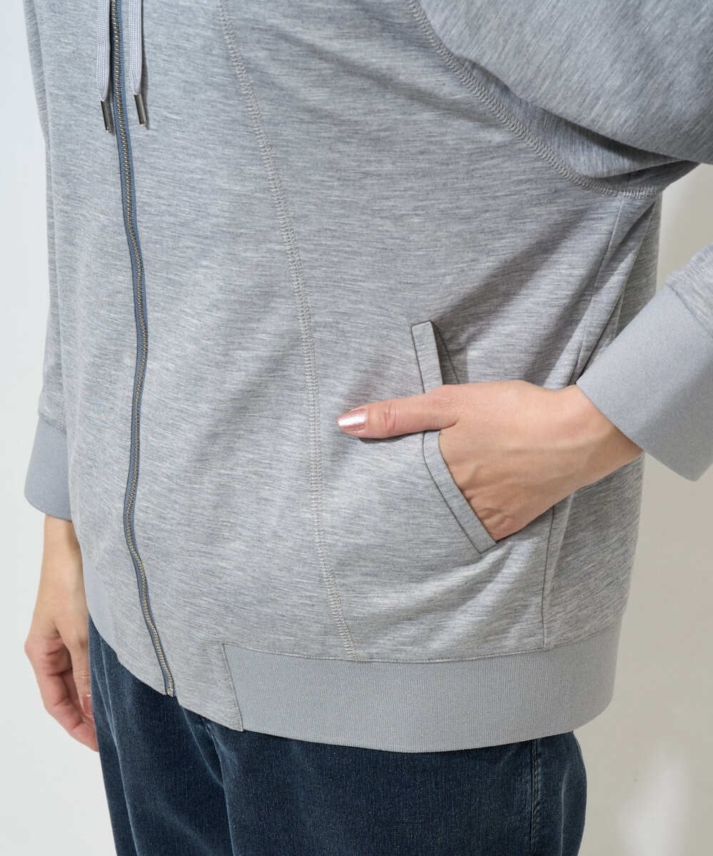 PHTGD06290 GEORGES RECH(小さいサイズ)(メゾン ドゥ サンク) ラグランスリーブ8分袖パーカー ライトグレー