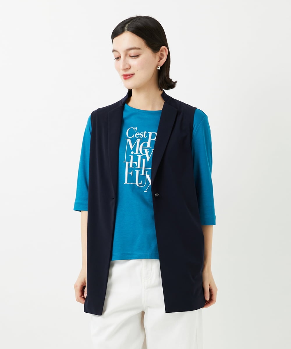 PHTGF28290 GEORGES RECH(小さいサイズ)(メゾン ドゥ サンク)  [セットアップ対応]ドライタッチジャージージレ ネイビー