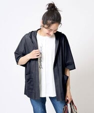 PHTHA62330 GEORGES RECH(小さいサイズ)(メゾン ドゥ サンク) シアーフードカーディガン ネイビー