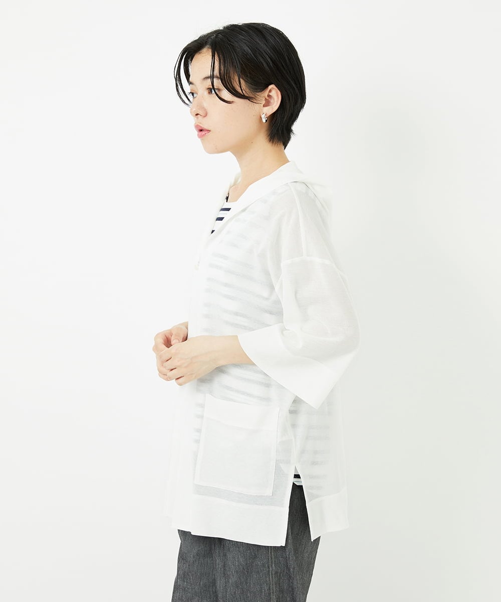 PHTHA62330 GEORGES RECH(小さいサイズ)(メゾン ドゥ サンク) シアーフードカーディガン ホワイト