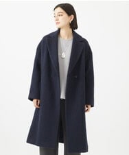 PHUAB35790 GEORGES RECH(小さいサイズ)(メゾン ドゥ サンク) シャギーロングコート ネイビー