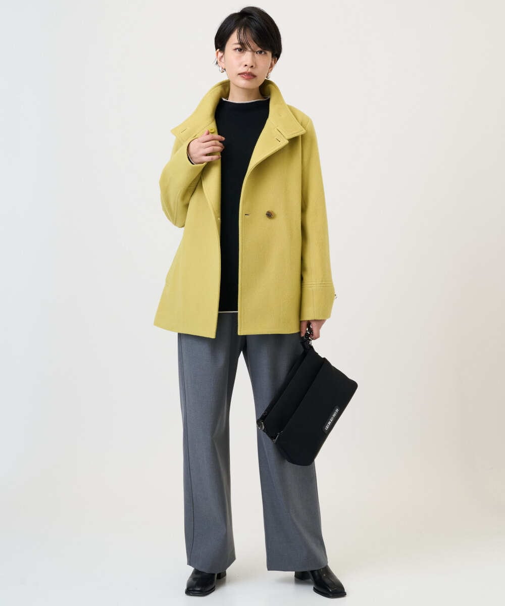 PHUAD45540 GEORGES RECH(小さいサイズ)(メゾン ドゥ サンク) スーパー100ミドルスタンドカラーウールコート イエロー