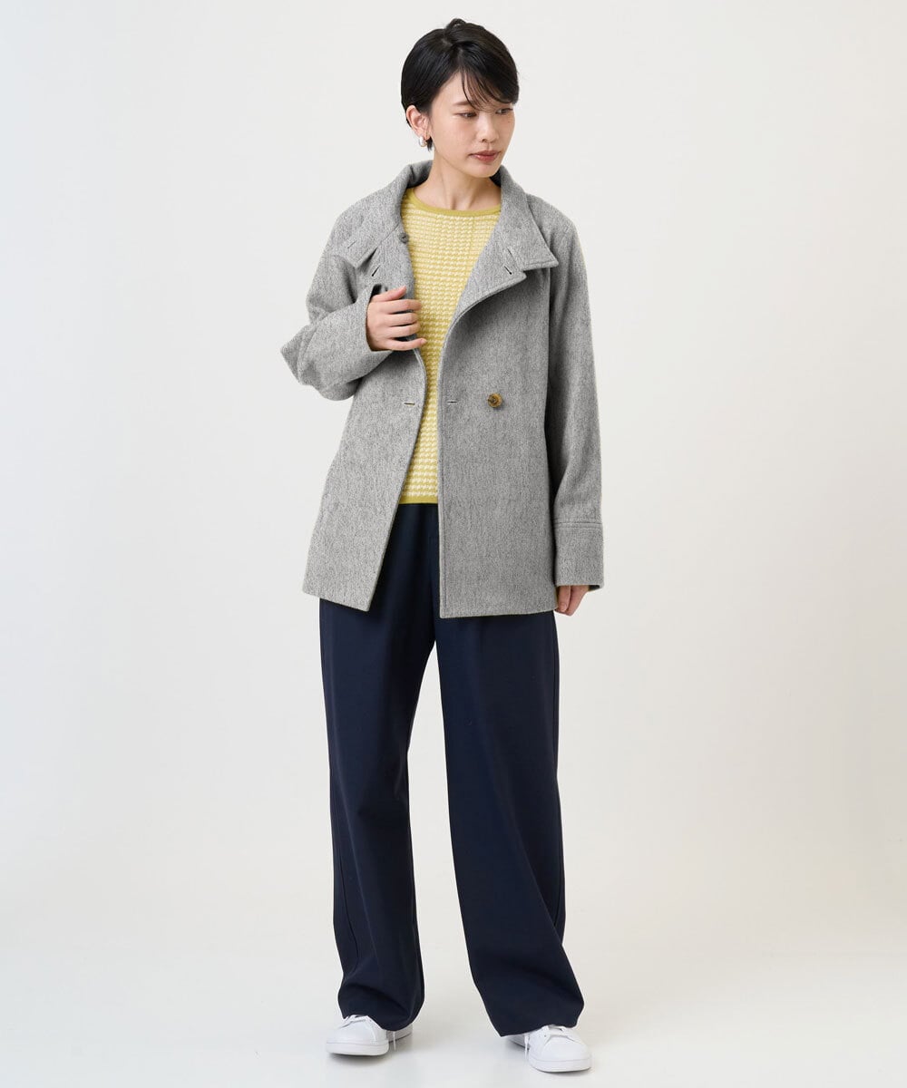 PHUAD45540 GEORGES RECH(小さいサイズ)(メゾン ドゥ サンク) スーパー100ミドルスタンドカラーウールコート イエロー