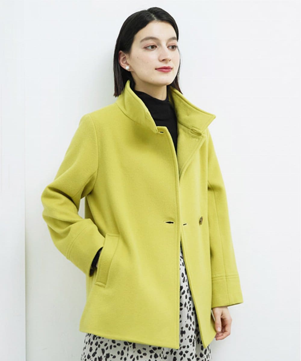 PHUAD45540 GEORGES RECH(小さいサイズ)(メゾン ドゥ サンク) スーパー100ミドルスタンドカラーウールコート イエロー