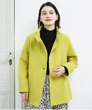 PHUAD45540 GEORGES RECH(小さいサイズ)(メゾン ドゥ サンク) スーパー100ミドルスタンドカラーウールコート イエロー