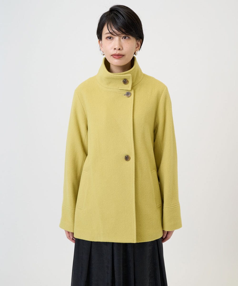 PHUAD45540 GEORGES RECH(小さいサイズ)(メゾン ドゥ サンク) スーパー100ミドルスタンドカラーウールコート イエロー