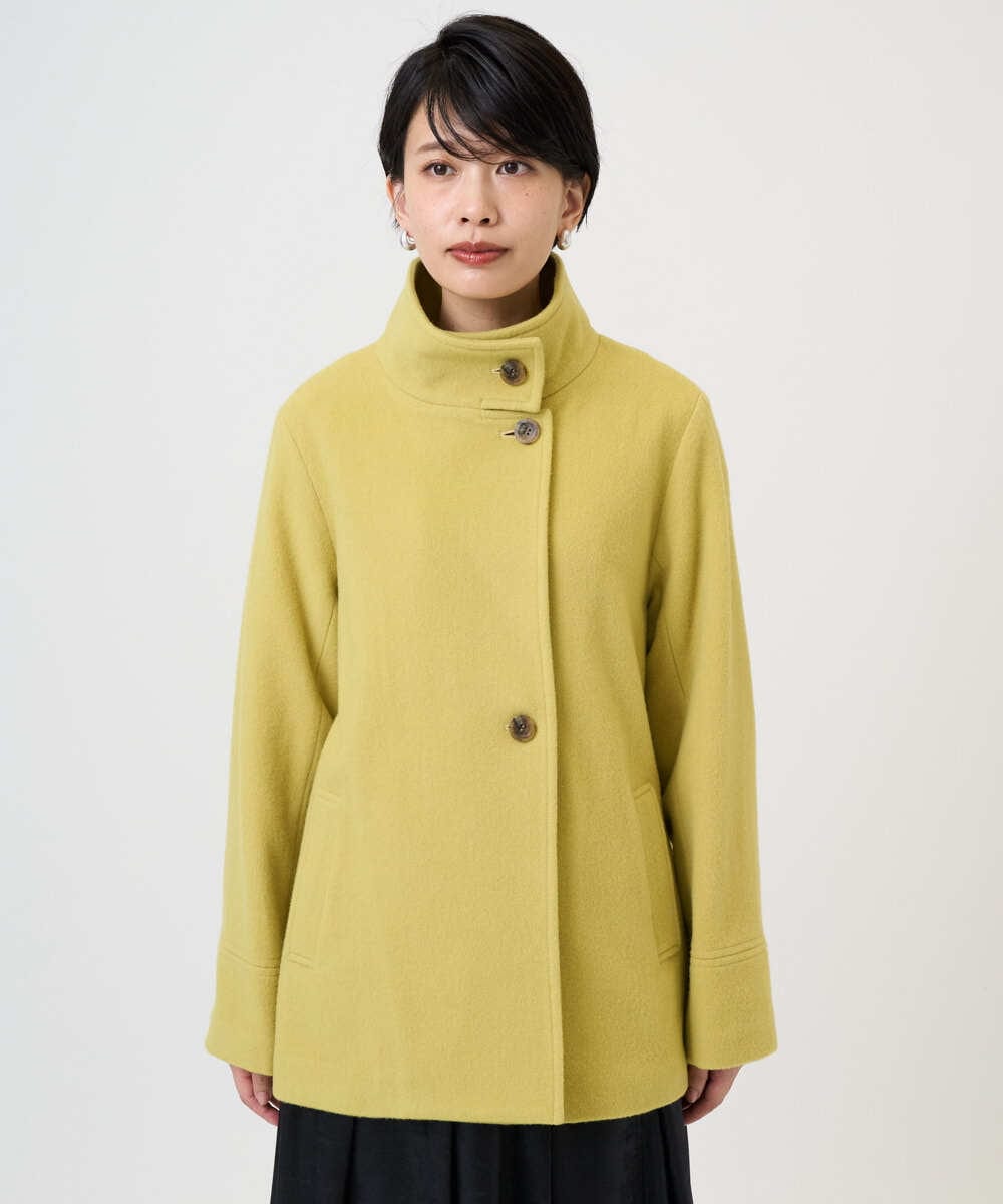 PHUAD45540 GEORGES RECH(小さいサイズ)(メゾン ドゥ サンク) スーパー100ミドルスタンドカラーウールコート イエロー