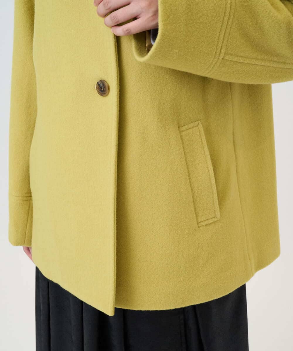 PHUAD45540 GEORGES RECH(小さいサイズ)(メゾン ドゥ サンク) スーパー100ミドルスタンドカラーウールコート イエロー
