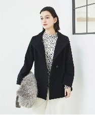 PHUAD45540 GEORGES RECH(小さいサイズ)(メゾン ドゥ サンク) スーパー100ミドルスタンドカラーウールコート ブラック