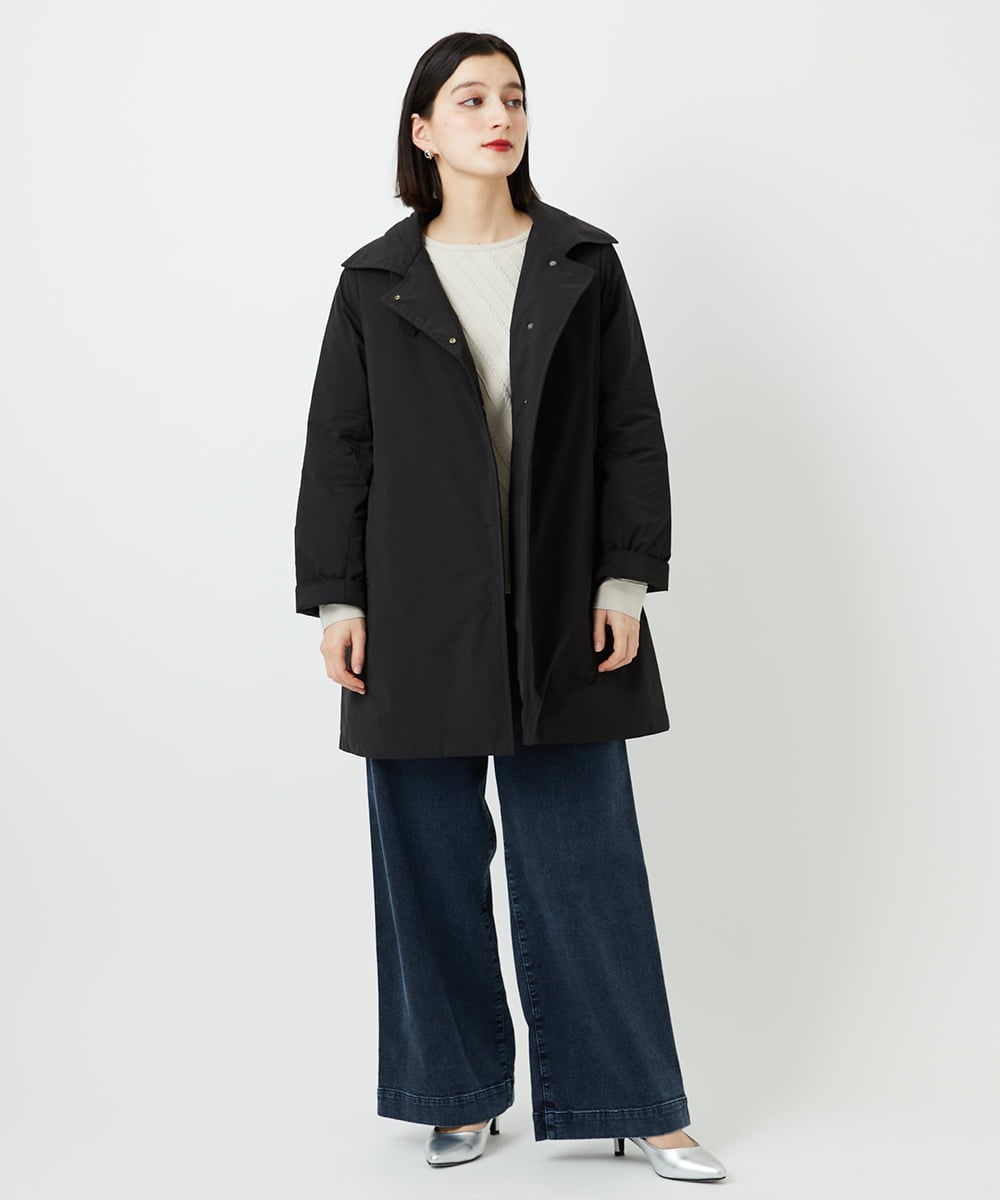 PHUAF46590 GEORGES RECH(小さいサイズ)(メゾン ドゥ サンク) ステッチレスステンカラーミドルダウンコート ブラック