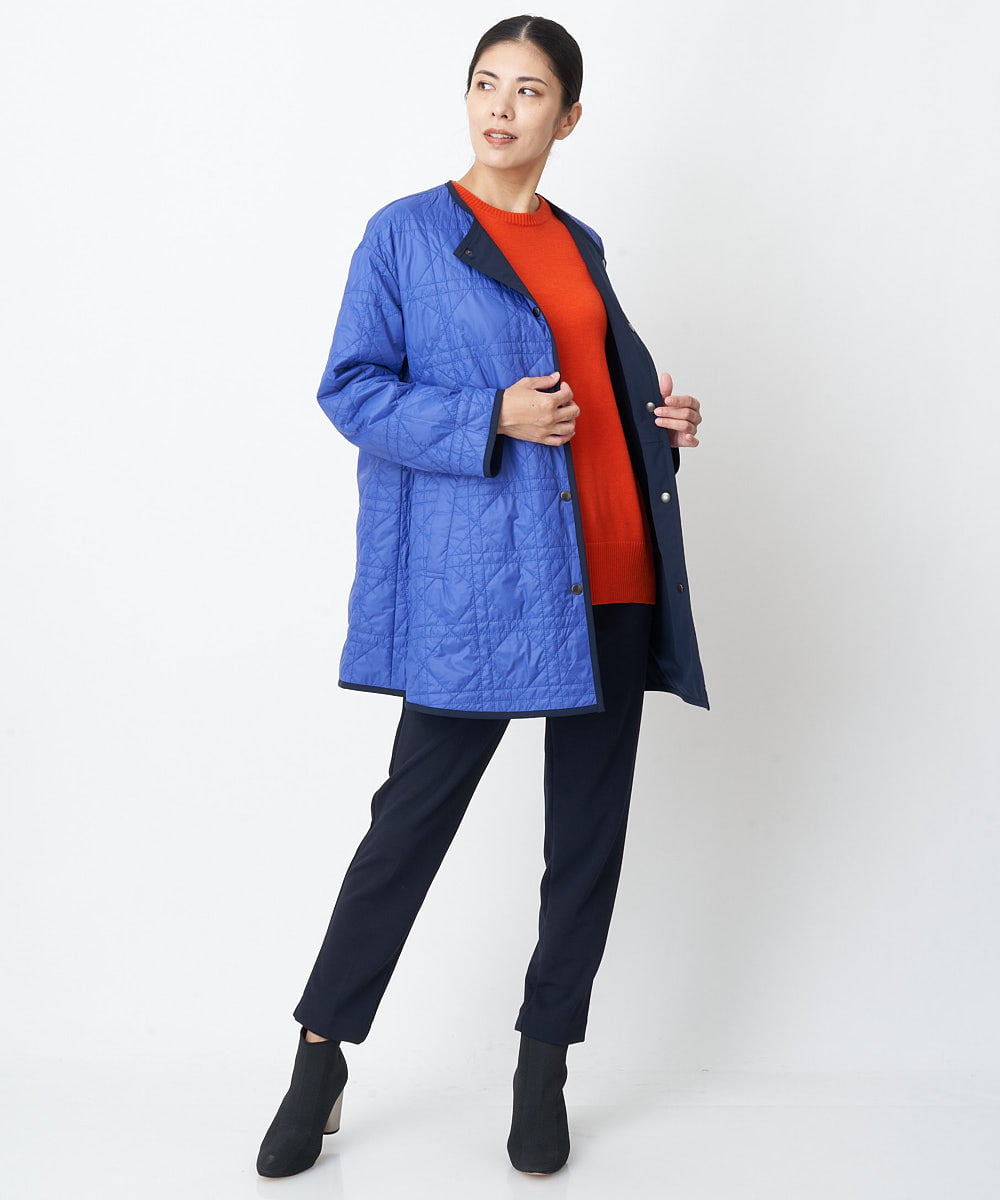PHUAS60390 GEORGES RECH(小さいサイズ)(メゾン ドゥ サンク) 【リバーシブル】中綿ステッチレスコート ネイビー×ブルー