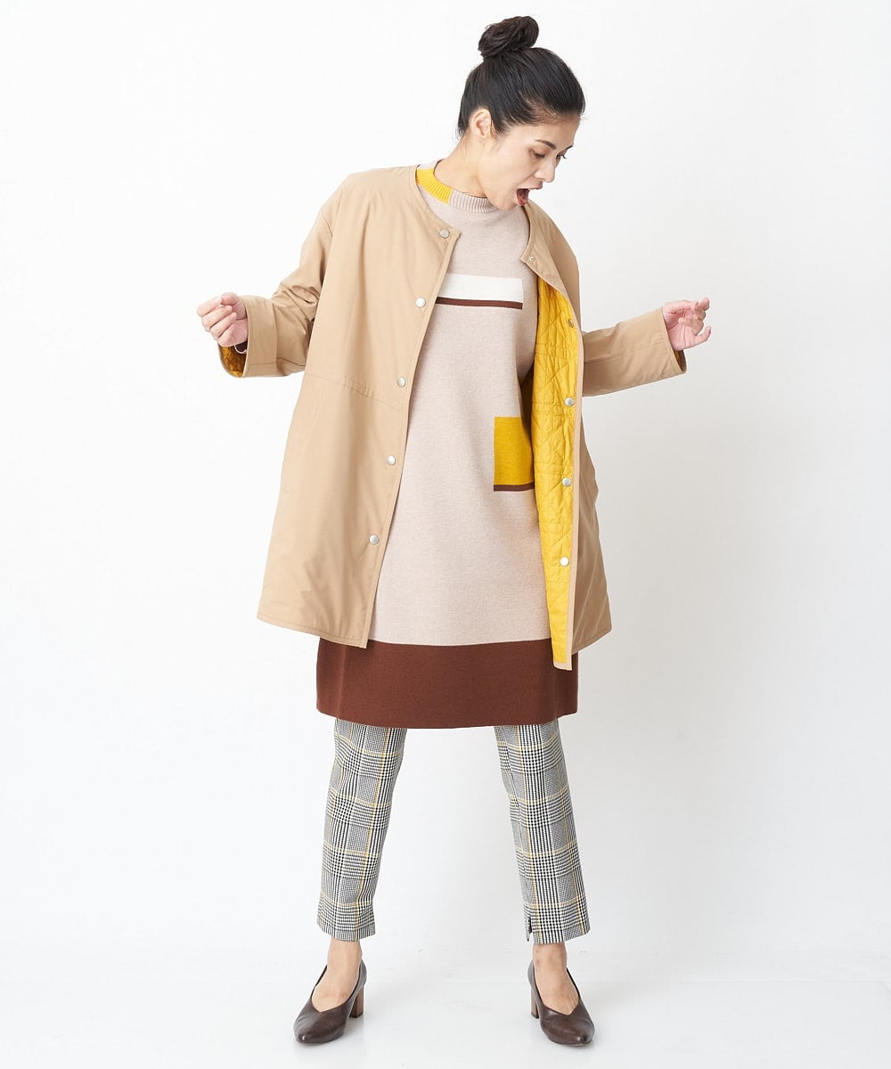 PHUAS60390 GEORGES RECH(小さいサイズ)(メゾン ドゥ サンク) 【リバーシブル】中綿ステッチレスコート ネイビー×ブルー