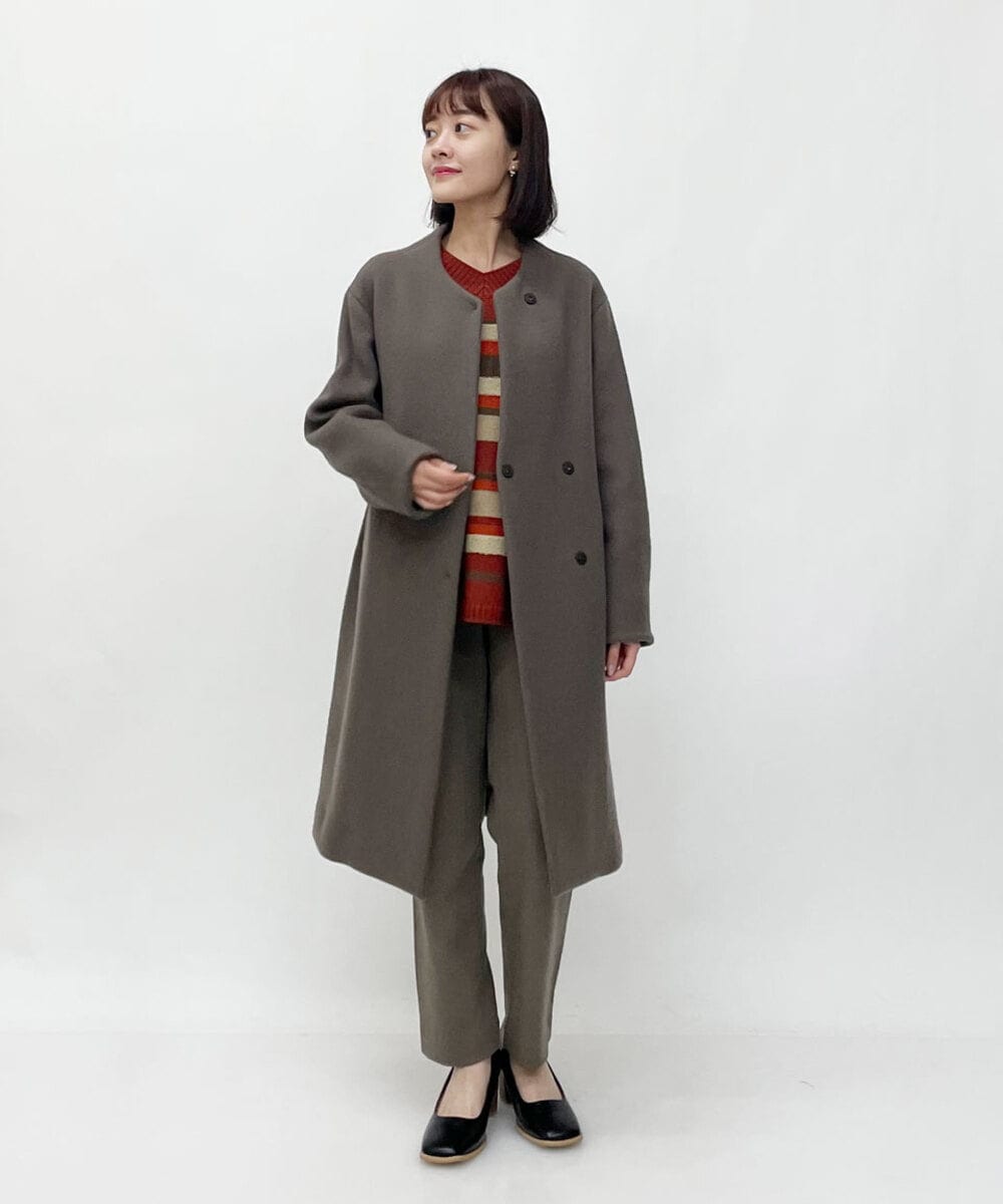 PHUAT40630 GEORGES RECH(小さいサイズ)(メゾン ドゥ サンク) ウールロングコート ライトイエロー