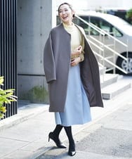 PHUAT40630 GEORGES RECH(小さいサイズ)(メゾン ドゥ サンク) ウールロングコート ライトイエロー