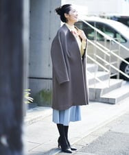PHUAT40630 GEORGES RECH(小さいサイズ)(メゾン ドゥ サンク) ウールロングコート ライトイエロー