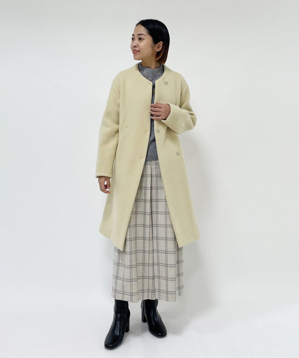 PHUAT40630 GEORGES RECH(小さいサイズ)(メゾン ドゥ サンク) ウールロングコート ライトイエロー