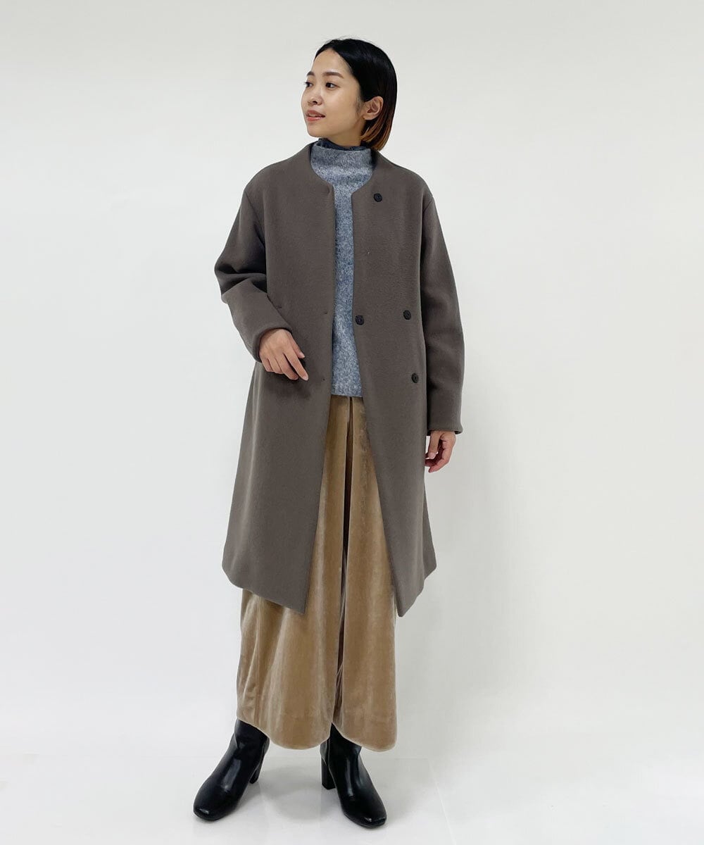 PHUAT40630 GEORGES RECH(小さいサイズ)(メゾン ドゥ サンク) ウールロングコート ライトイエロー