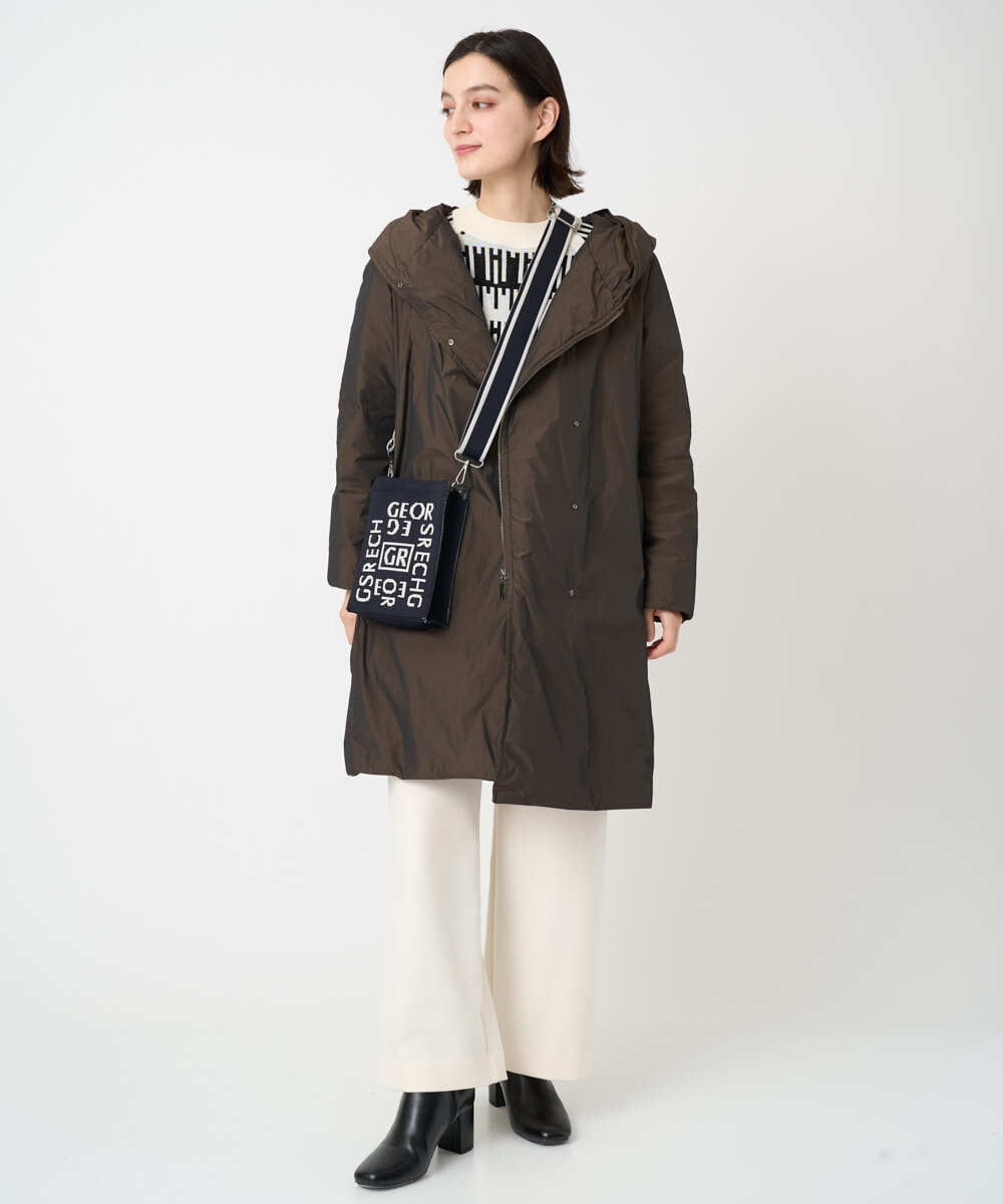 PHUCD55590 GEORGES RECH(小さいサイズ)(メゾン ドゥ サンク) ステッチレスシャンブレーロングダウンコート ライトグレー