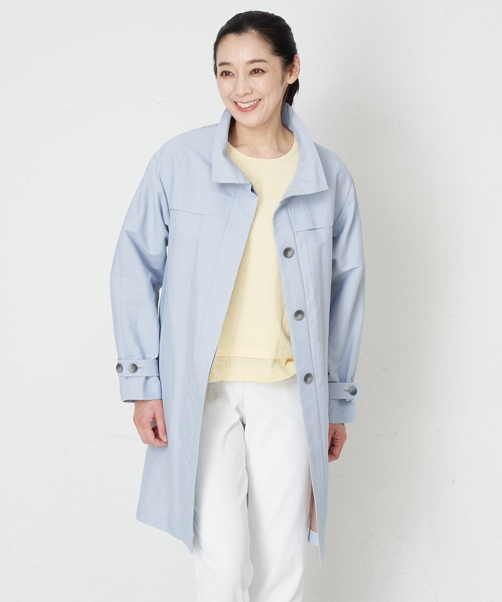 PHUET01630 GEORGES RECH(小さいサイズ)(メゾン ドゥ サンク) ナイロンリバートレンチコート サックスブルー