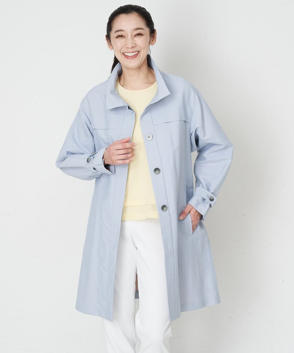 PHUET01630 GEORGES RECH(小さいサイズ)(メゾン ドゥ サンク) ナイロンリバートレンチコート サックスブルー