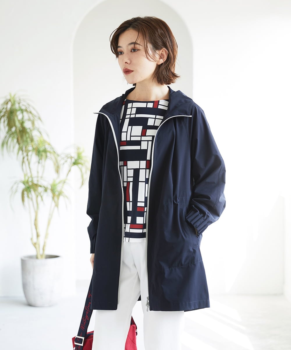 PHUGE40490 GEORGES RECH(小さいサイズ)(メゾン ドゥ サンク) 4WAYタフタフーデッドコート ライトグレー