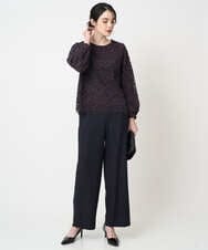 PJBCD03420 CHRISTIAN AUJARD Lサイズ(クリスチャン・オジャール Lサイズ) 【大きいサイズ】フラワーモールレースブラウス ネイビー系